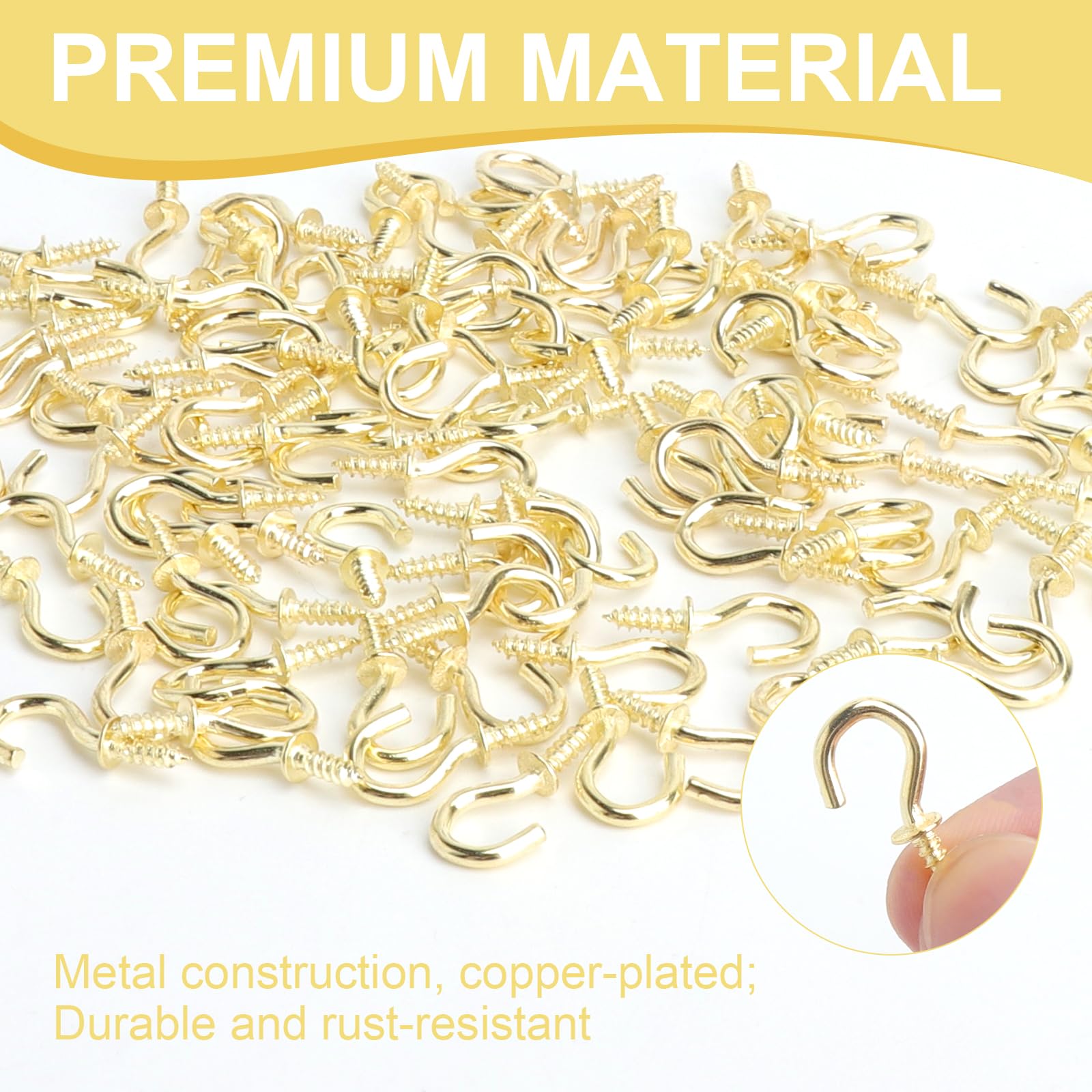 100 Pezzi Piccoli Ganci da Avvitare con Scatola Gold Tree Hooks da 1/2 Pollice Set Ganci Dorati da Avvitare Small Screw Hooks per Appendere Piante da Giardino Arte Cucina Uffici