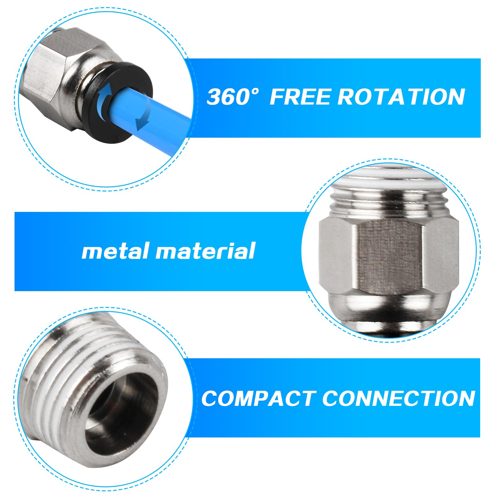 20 Connettori Pneumatici PC4-M10 – Diritti, Filettatura M10, Per Stampanti 3D E Tubi 4mm
