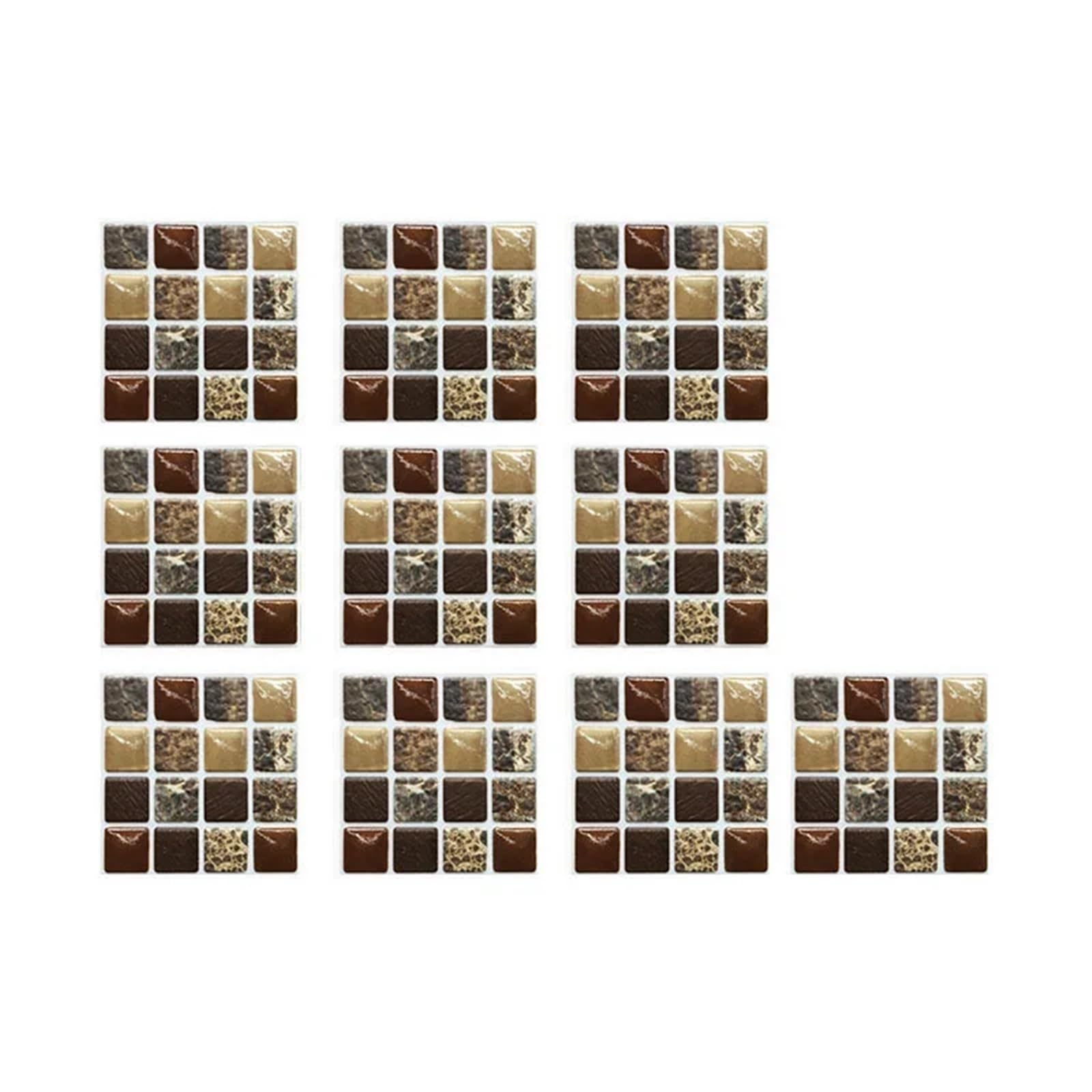 Wall Tile Sticker Tile Stickers 10pcs Waterproof Self Adhesive 3D Mosaic Wall Decal Kitchen Bathroom Wallpaper Small Lattice Crystal Sticker Glass(Color23)