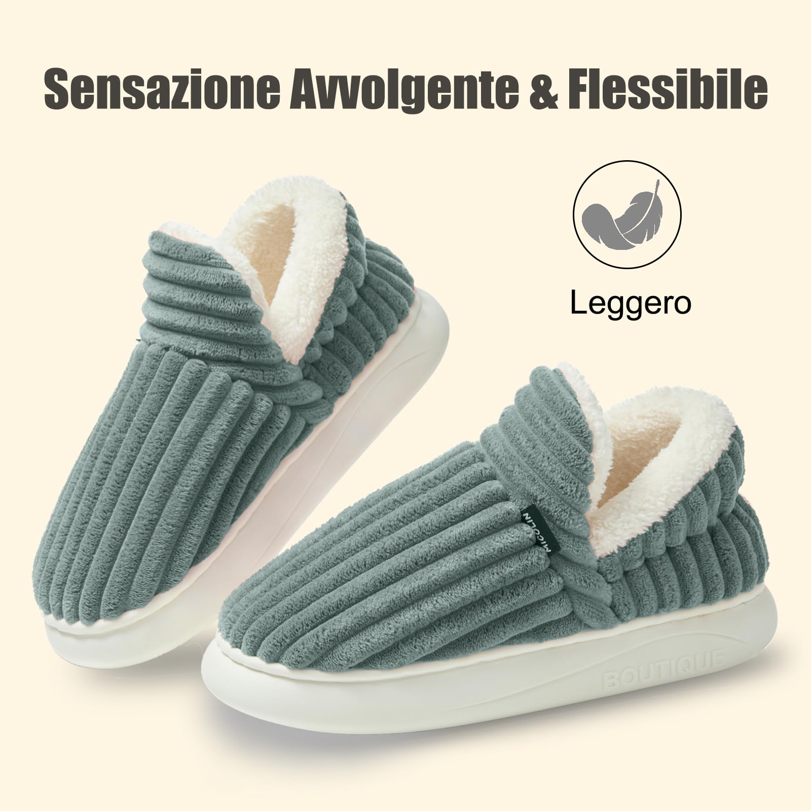 Donpapa Ciabatte Donna Uomo Invernali Pantofole Calde Peluche Chiuse Comode Memory foam Antiscivolo Inverno Scarpe