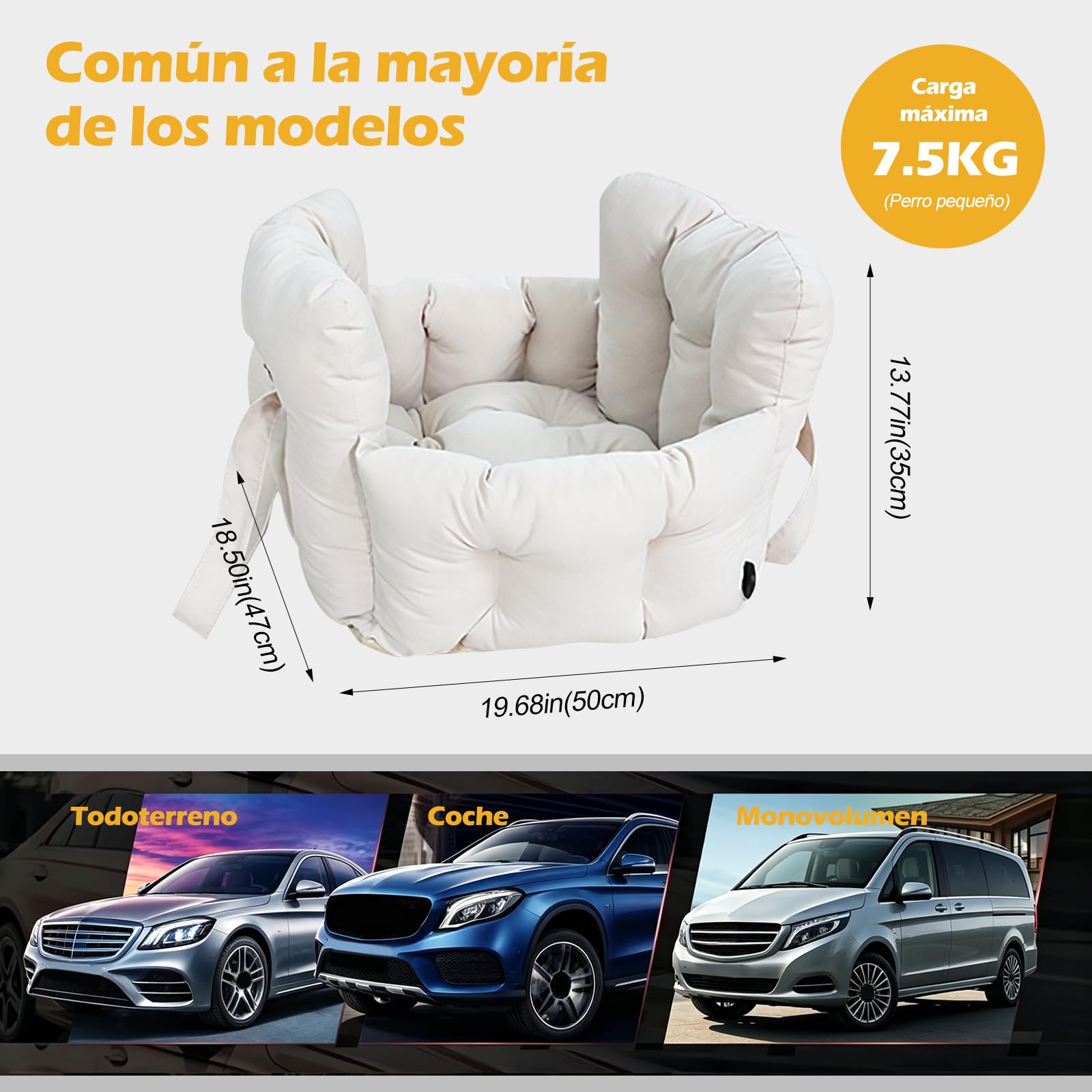 Ergocar Asiento De Coche para Perros Consola Central Asiento Elevado con Cinturón De Seguridad Ajustable y Acolchado Apto para Uso Doméstico Viajes y En El Coche Tanto para Gatos como para Perros