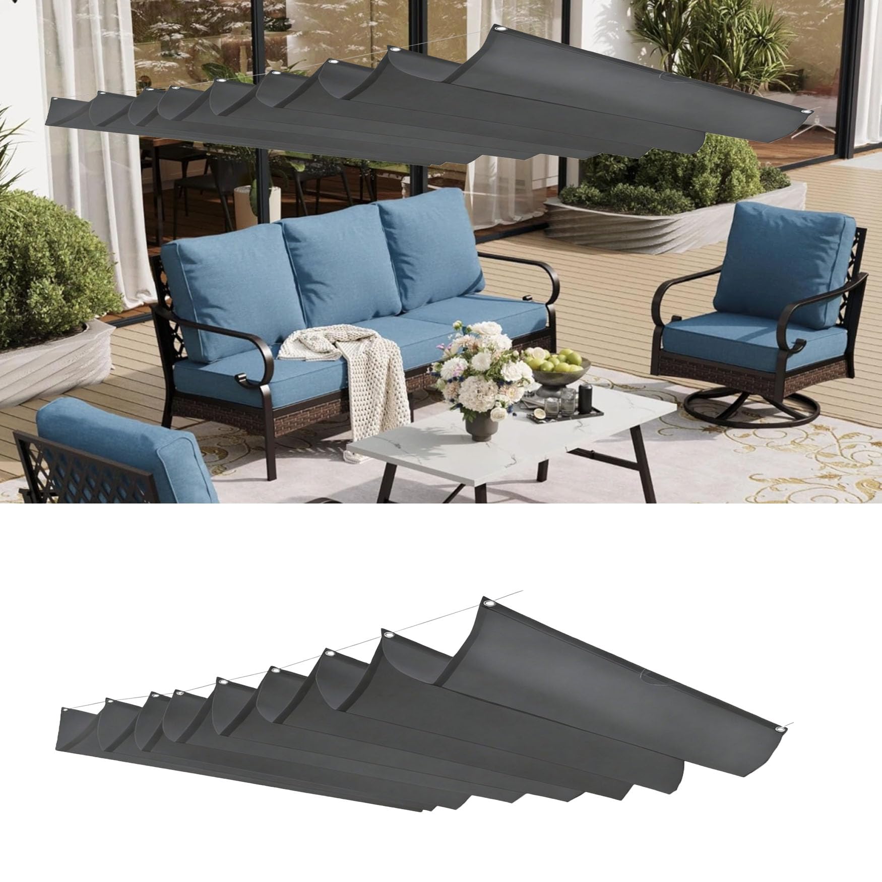 Voile d'ombrage rétractable gris foncé 80x700 cm imperméable pour balcon