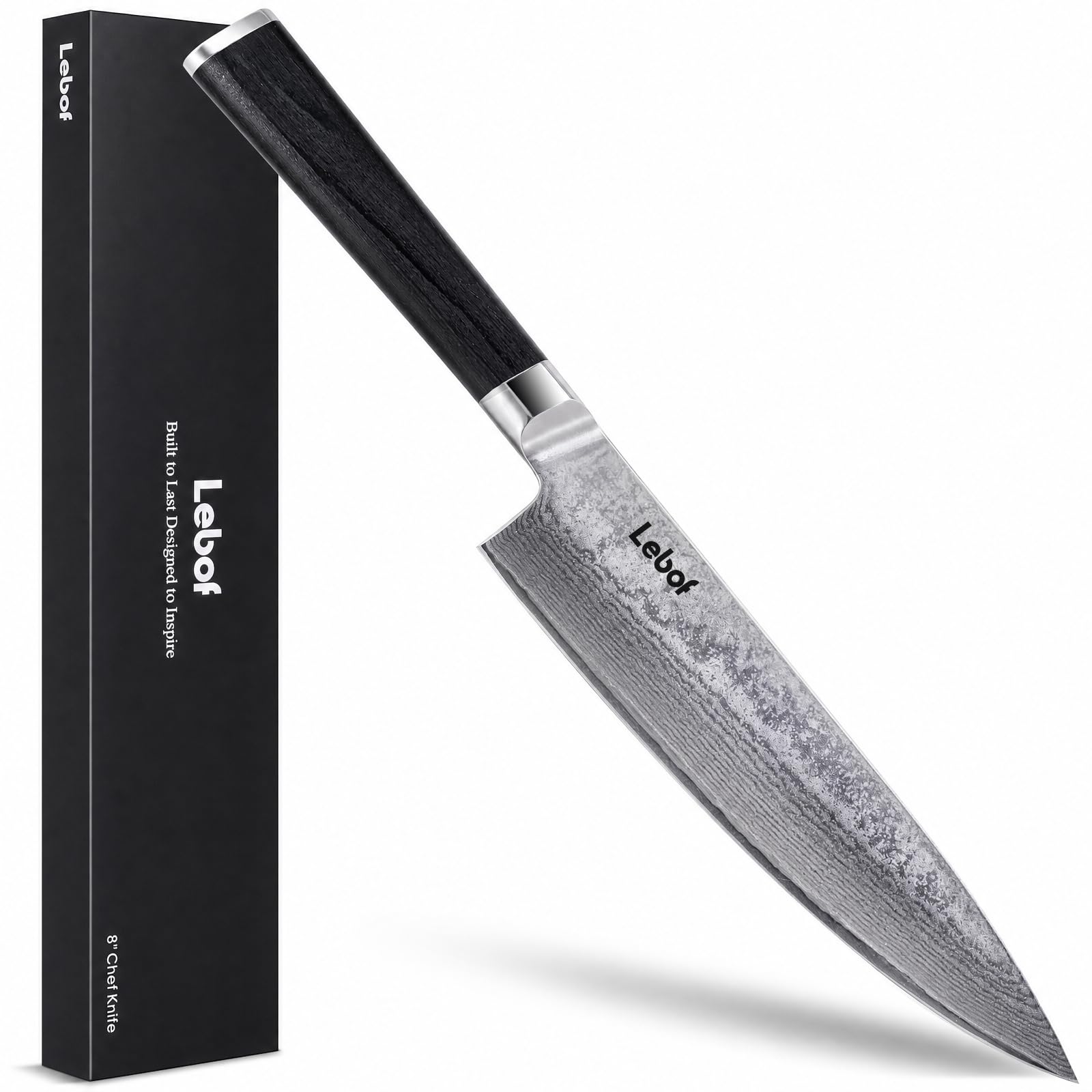 8 Inch Damascus Chef Knife, 67-Layer VG10 Core, Gift Box