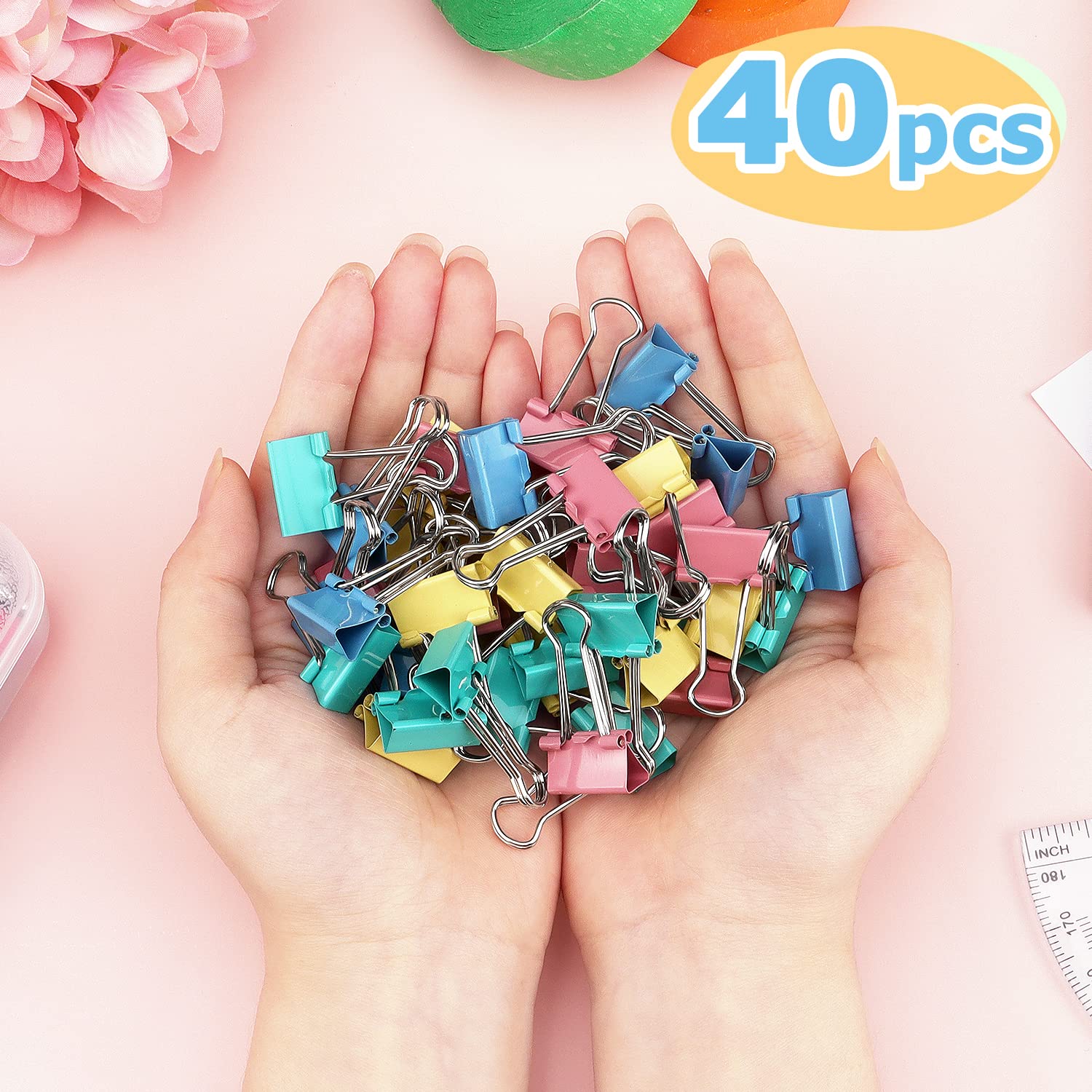 ZZTX Büroklammern, Büroklammern, kleine Größe, verschiedene Farben, 1,9 cm, 40 Stück