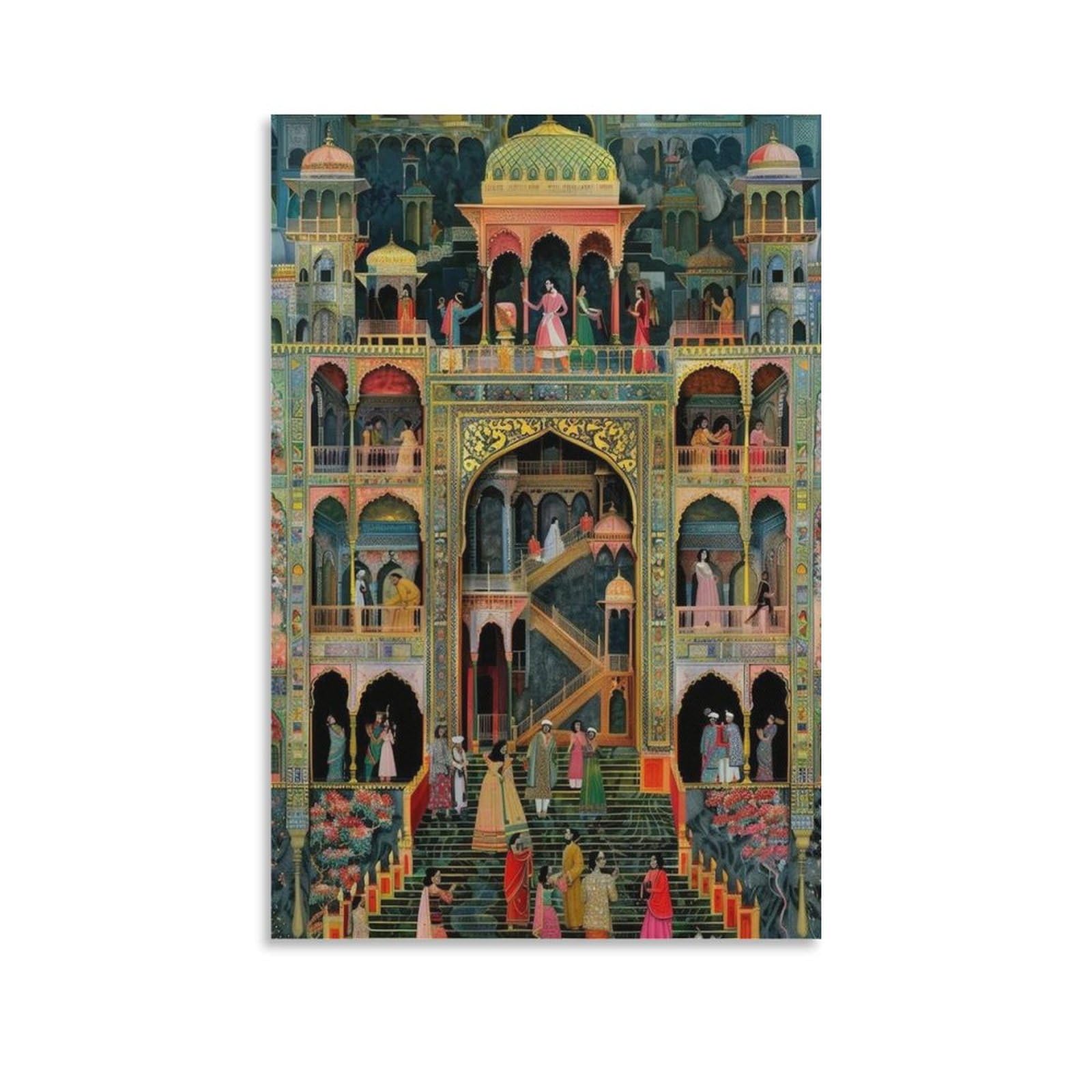 Wjwart Kangra Style Stunning Indian Folk Art Canvas Poster Wall Art Decor Print Picture Paintings For Living Room Bedroom Decoration 24X36inch(60X90cm)