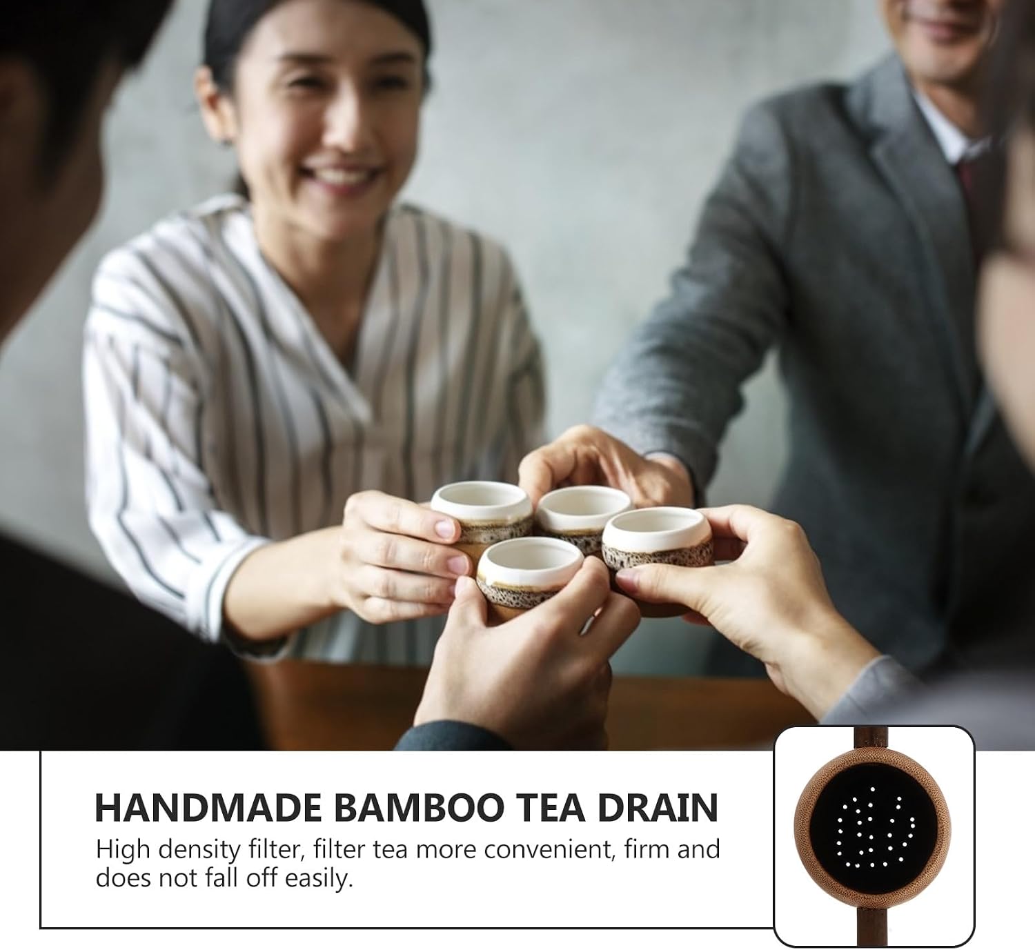 Tea Strainer with Long Handle Handmade Kung Fu Tea Filter and Home Brewing
