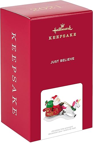 Miniatura 3 de Hallmark Keepsake Adorno de Navidad 2021, Just Believe Santa con unicornio