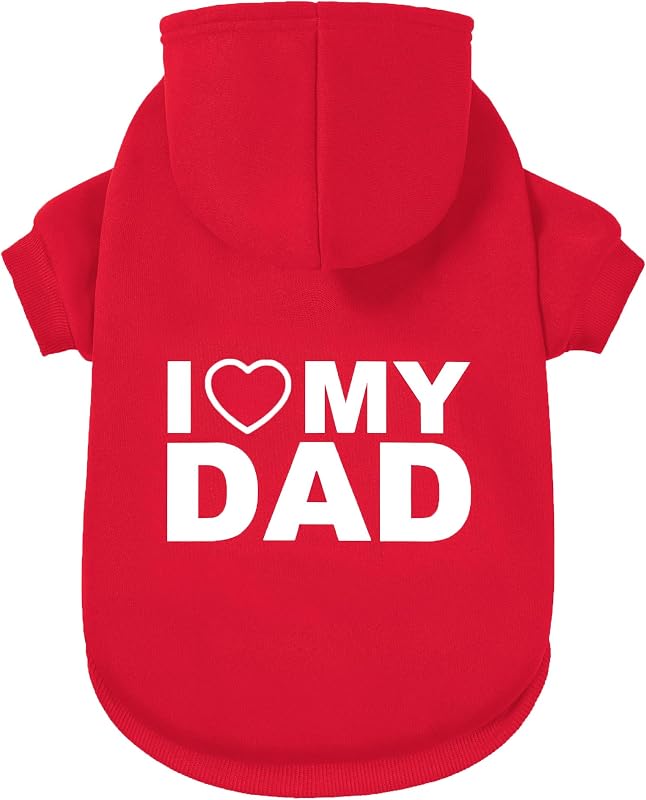 Casaco para Cães com Capuz em Poliéster Vermelho I Love My Dad GreenJoy, Tamanho Médio