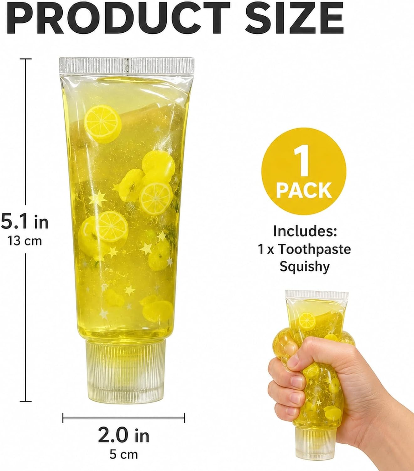 Toothpaste Squishy, Rebound Shape Press and Twist for Learning Work Travel, 1 Piece Lemon Design