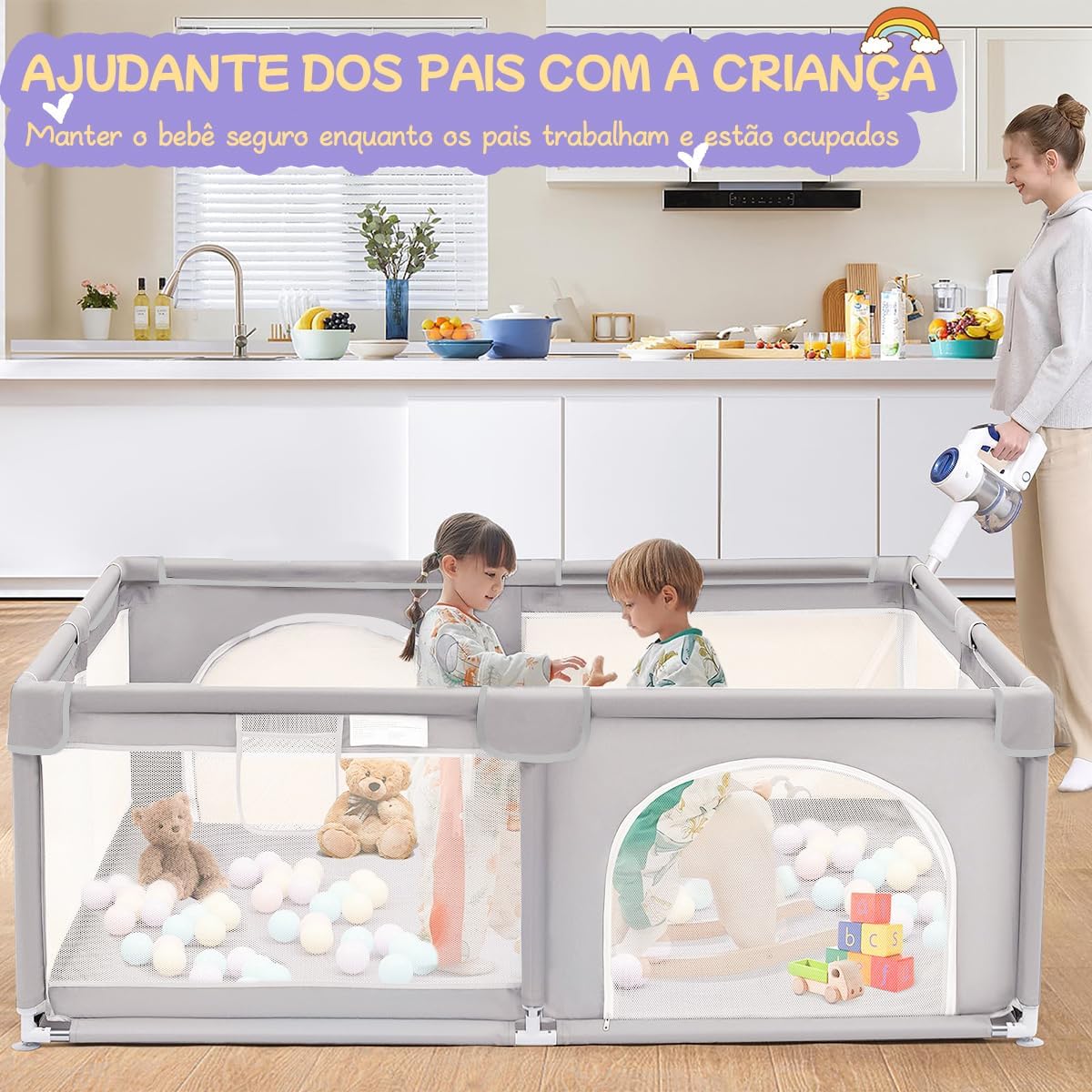 150×180×68cm Cercadinho para Bebe Para Bebês e Crianças Pequenas Chiqueirinho Bebe Para Internos & Externos Cercadinho de Segurança Resistente Para Bebês com Malha Macia e Respirável 150×180×68cm Cercadinho para Bebe Para Bebês e Crianças Pequenas Chiqueirinho Bebe Para Internos & Externos Cercadinho de Segurança Resistente Para Bebês com Malha Macia e Respirável