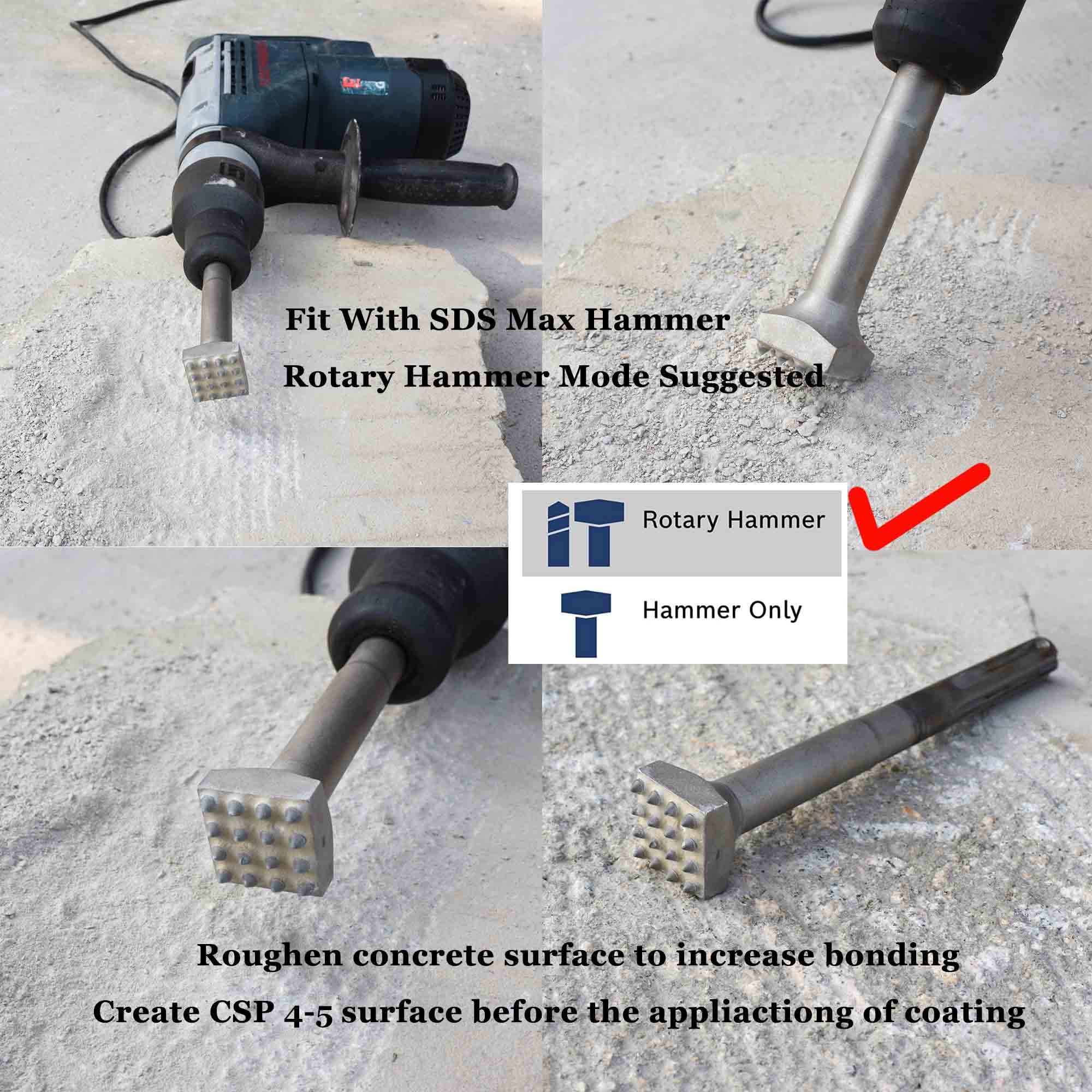 ACTINTOOL 11 3/4 In. SDS Max 25 Tips Concrete Repair Patch Prepare Bushing Tool For Concrete, 1