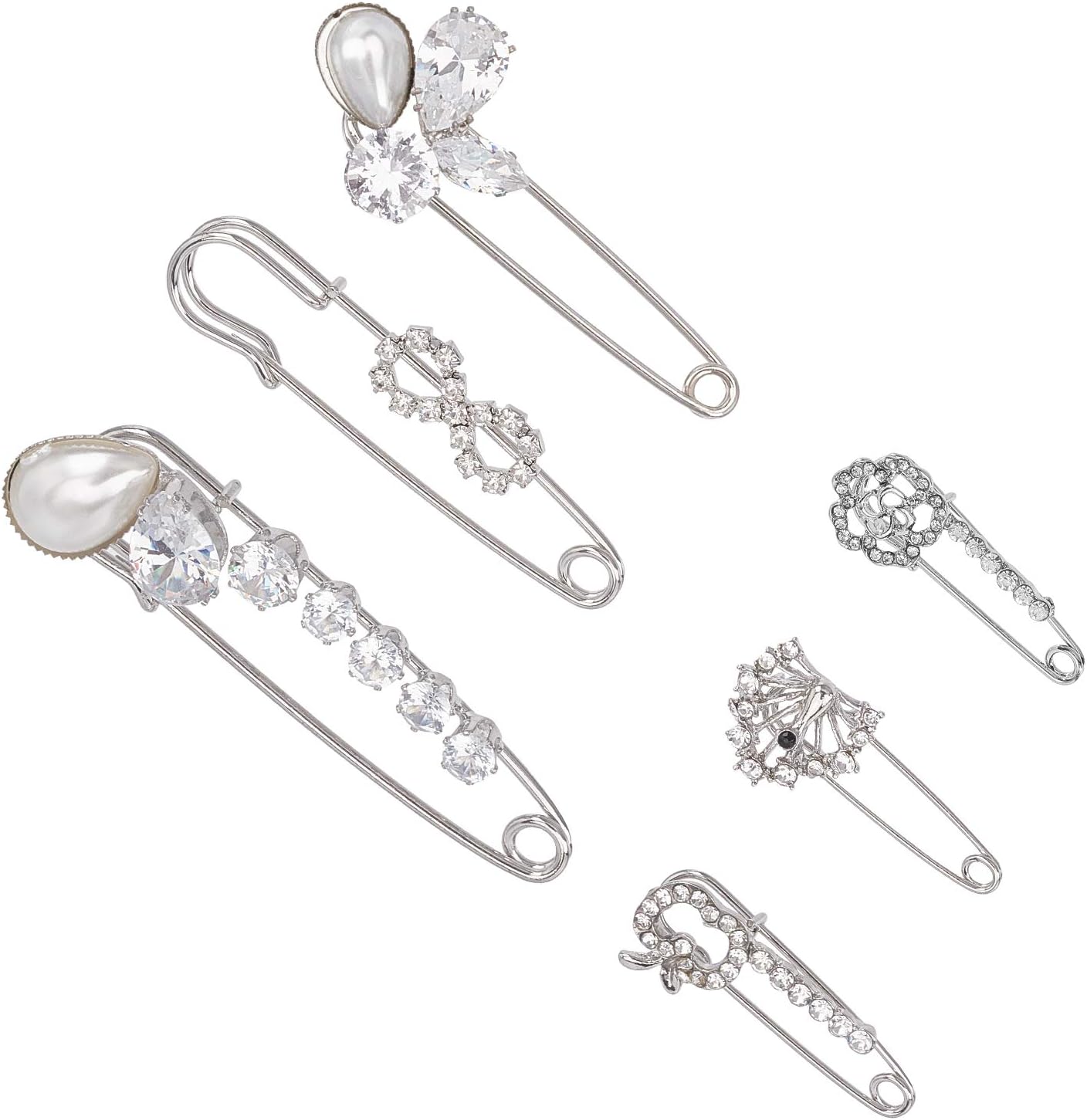 PH PandaHall 6pcs Brooch Pins Brooches Rhinestones Flower Heart Safety Pin Brooch Jewelry for Women Scarf Lapel Collar Sweater Hat Christmas Valentine's Gifts : Clothing, Shoes & Jewelry
