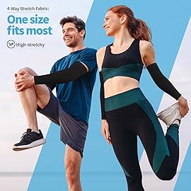 YESLIFE 6 Pairs UV Sun Protection Arm Sleeves for Men & Women, UPF 50 Sports Sleeve, Sleeves to Cover Arms (3 Black&3 White)