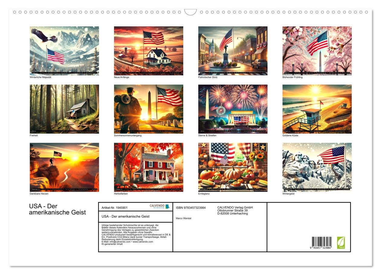 USA - Der amerikanische Geist (Wandkalender 2026 DIN A2 quer), CALVENDO Monatskalender: Erleben Sie den Geist Amerikas.