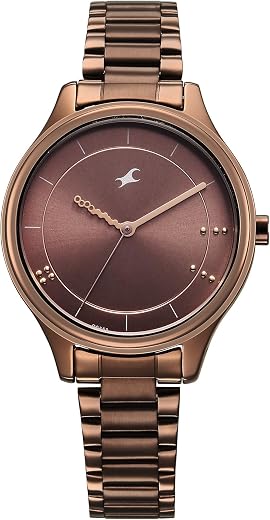 Fastrack Stunners Quartz Analog Brown Dial Brown Metal Strap Watch for Girls - 6296QM01