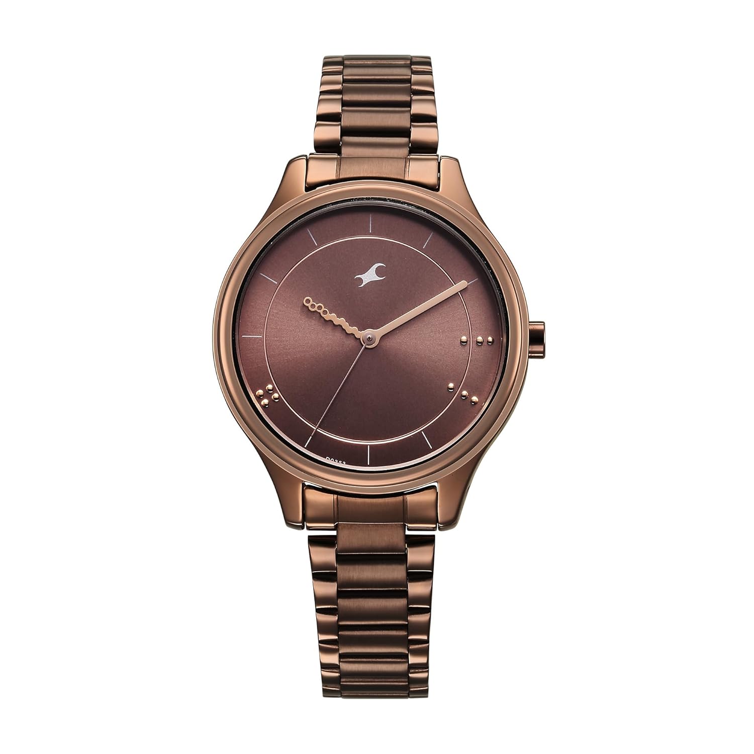 Fastrack Stunners Quartz Analog Brown Dial Brown Metal Strap Watch for Girls – 6296QM01