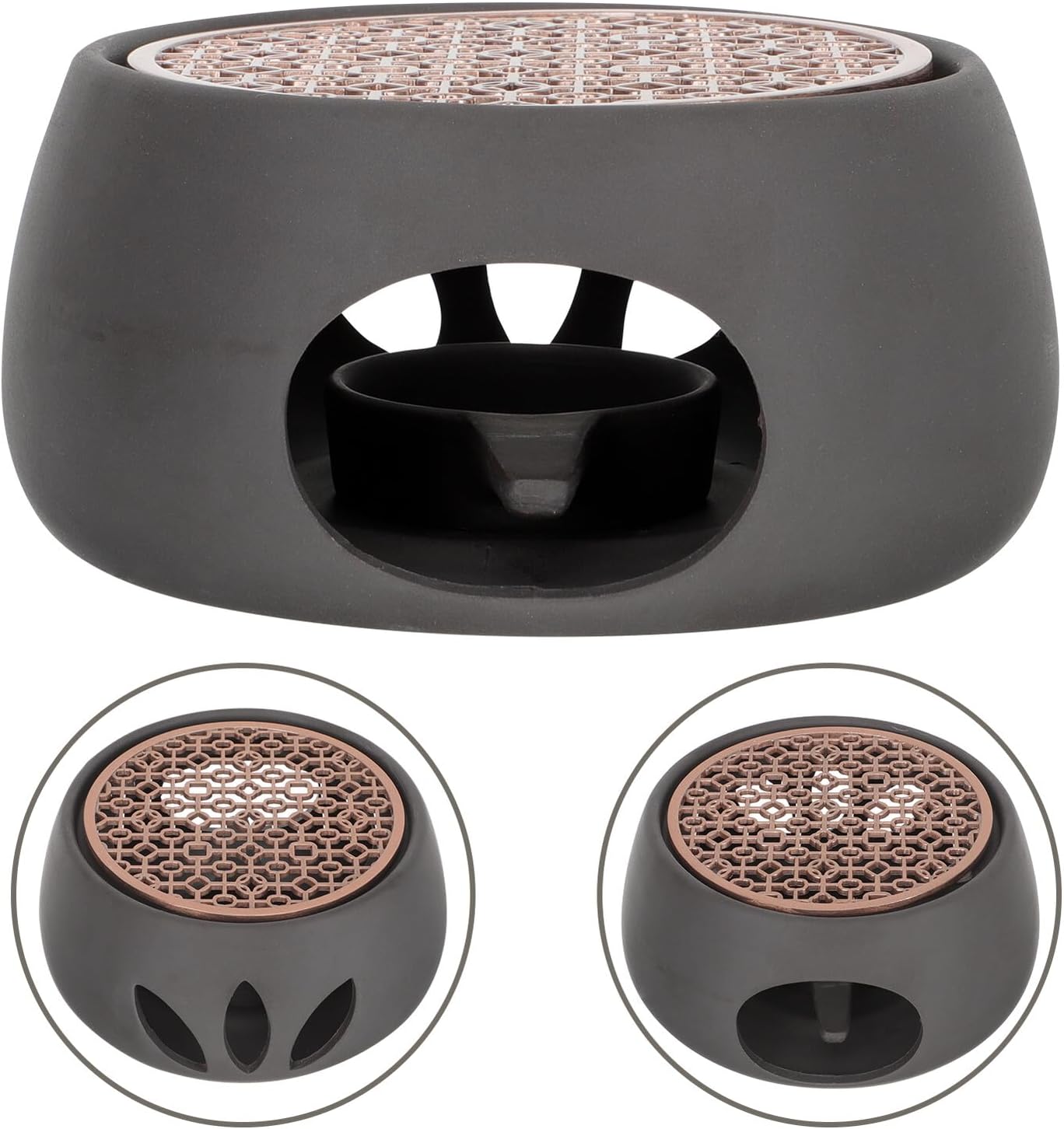 Ceramic Tea Warmer Japanese Style Teapot Heater with Hollow Design for Tea Stove and Milk Warmer Compact Safe Ceramic Base