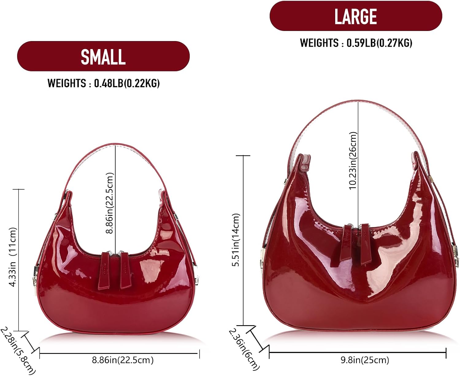 Women's Crescent Shoulder Bags - Small Red Purse Y2k Top Handle Hobo Shoulder Underarm Handbags Clutch bag - Image 3