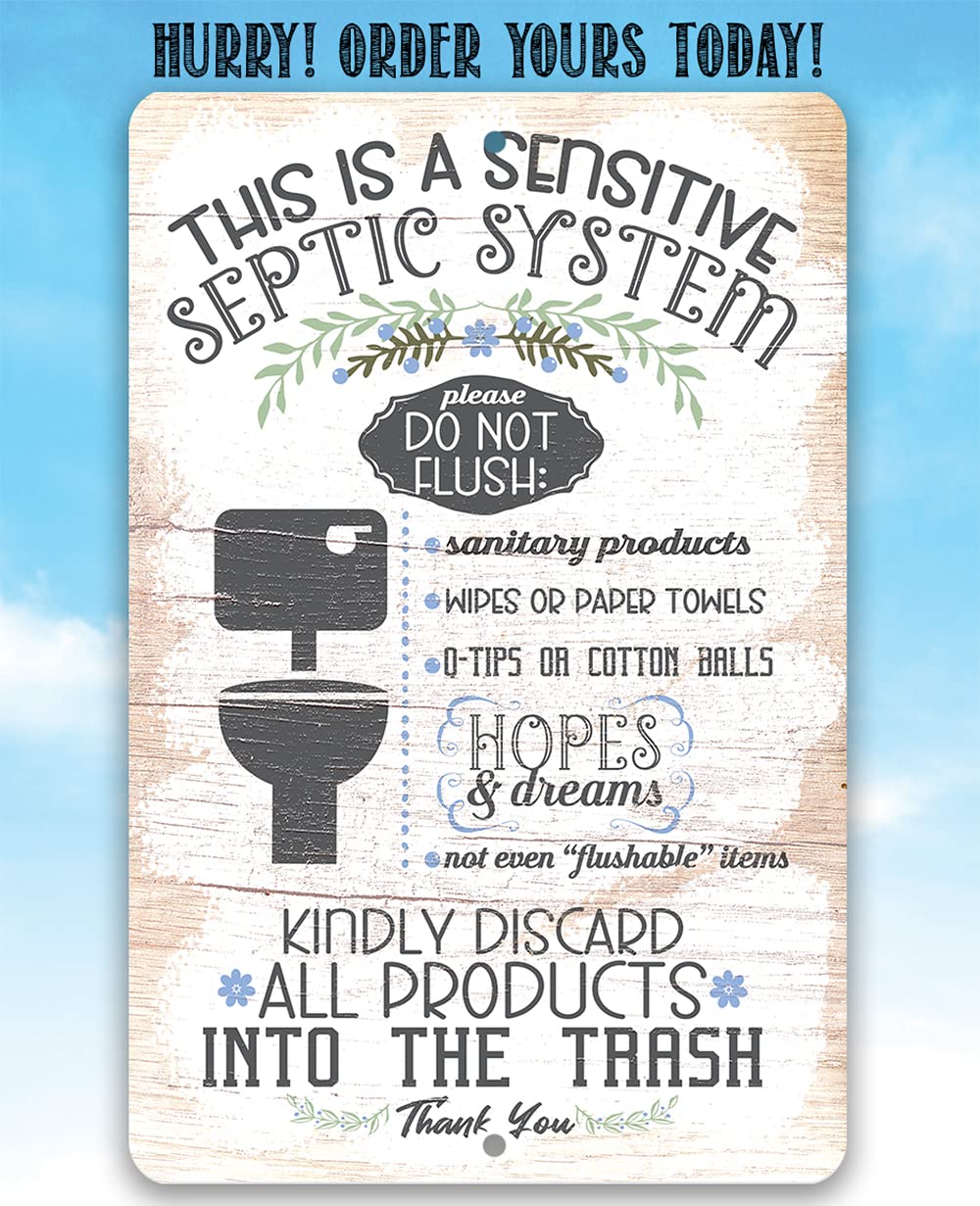 Amazon.com: A Sensitive Septic System Metal Sign – Funny Bathroom