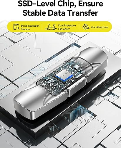 Miniatura 7 de MOVE SPEED Unidad flash de estado sólido de 256 GB, 400 MBs, de alta velocidad, tipo C + USB 3.2 de doble puerto, unidad de pulgar compatible con