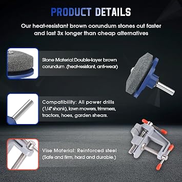 VLIKE Mower Blade Sharpening Kit with Locking Mini Vises