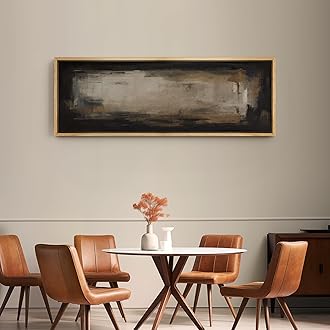 SIGNFORD Large Framed Canvas Print Wall Art Abstract Neutral in Black and Taupe Illustrations Modern Art Calm Warm for Living Room, Bedroom, Office - 60"x20"