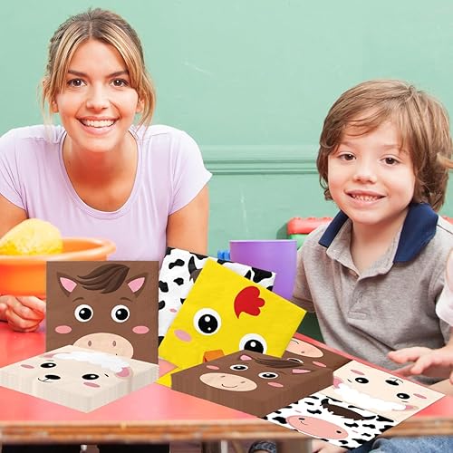 Miniatura 3 de 40 servilletas de animales de granja, decoración de fiesta temática de granja, cerdo, vaca, caballo, pollito, animales, servilletas de papel