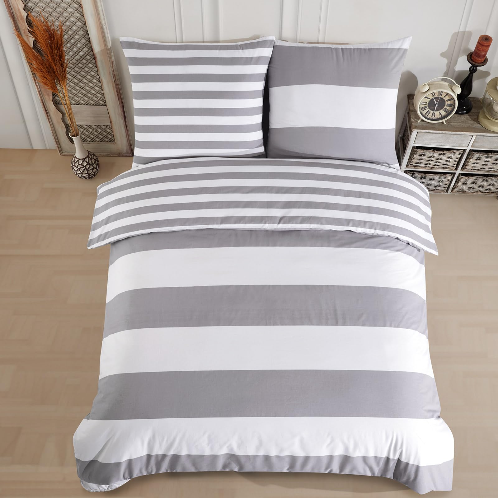 Buymax® Copripiumino Matrimoniale 200x220 100% Cotone 3 Pezzi Copripiumino - Set Biancheria da Letto 200 x 220cm 2 x Federa 80x80cm, Copripiumino Renforcé ÖKO-TEX con Cerniera
