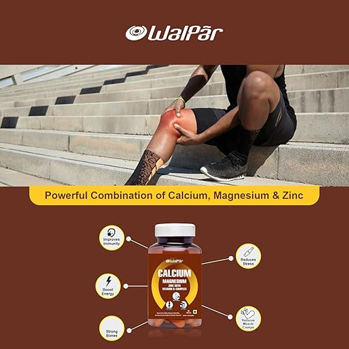 Miniatura 6 de WALPAR - Suplemento de citrato de calcio de 1300 mg con magnesio zinc vitamina D3 K2 D B12 B Complejo ideal para apoyo óseo y muscular y salud de
