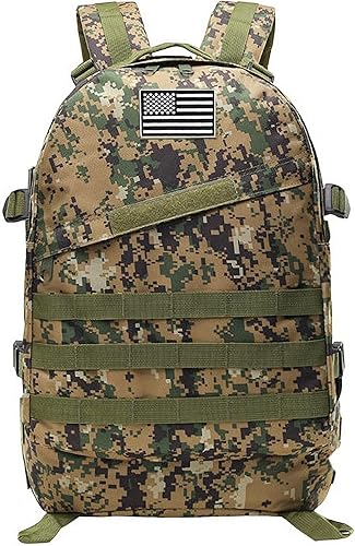 Mochila de camuflaje, mochila militar de 40 L, mochila escolar impermeable del ejército con parche de bandera de Estados Unidos, Selva digital