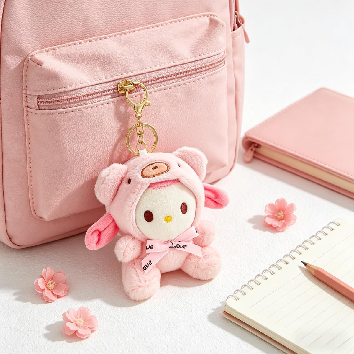 Cute Kawaii Plush Keychain for Women, Lovely Cat and Dog Keychain Charms Decorative Accessories Pendant