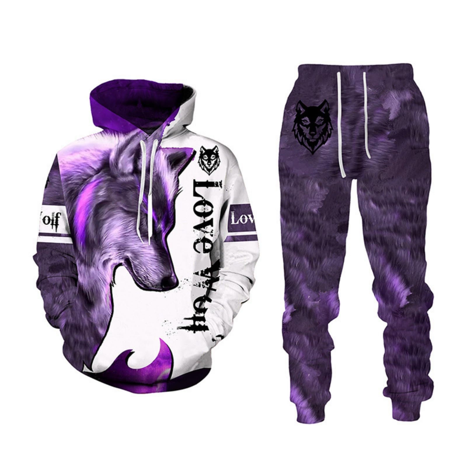 Lftegufkxs Men's S16 Tiger Jogging Suit Lion Tracksuit Oversized Tracksuit Hoodie Jogging Bottoms Sports Suit, 5XL