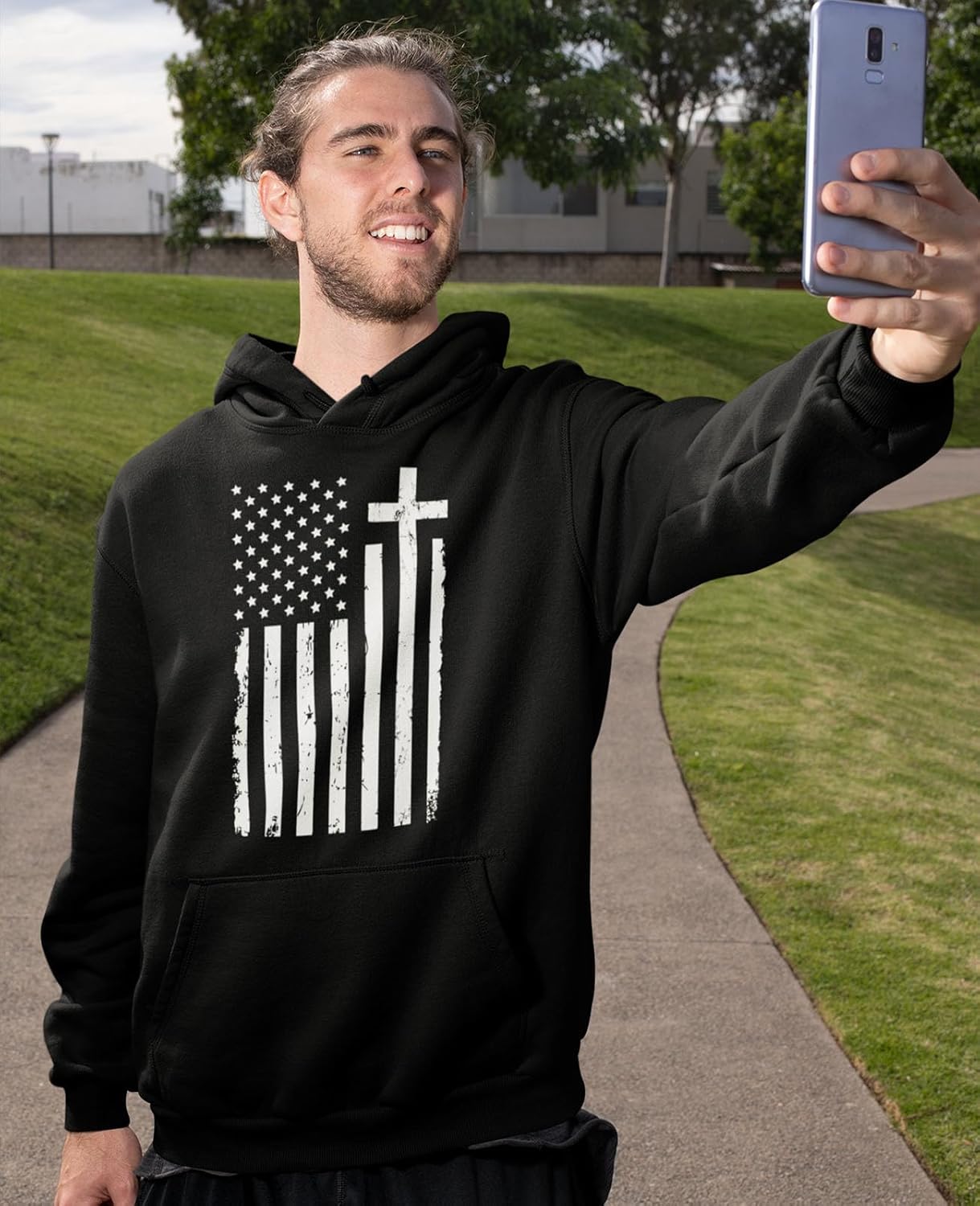 Tstars Mens Cross Hoodie - Christians USA Flag Hoodies for Men - Faith Graphic Pullover - Religious Patriotic Sweatshirt - Image 6