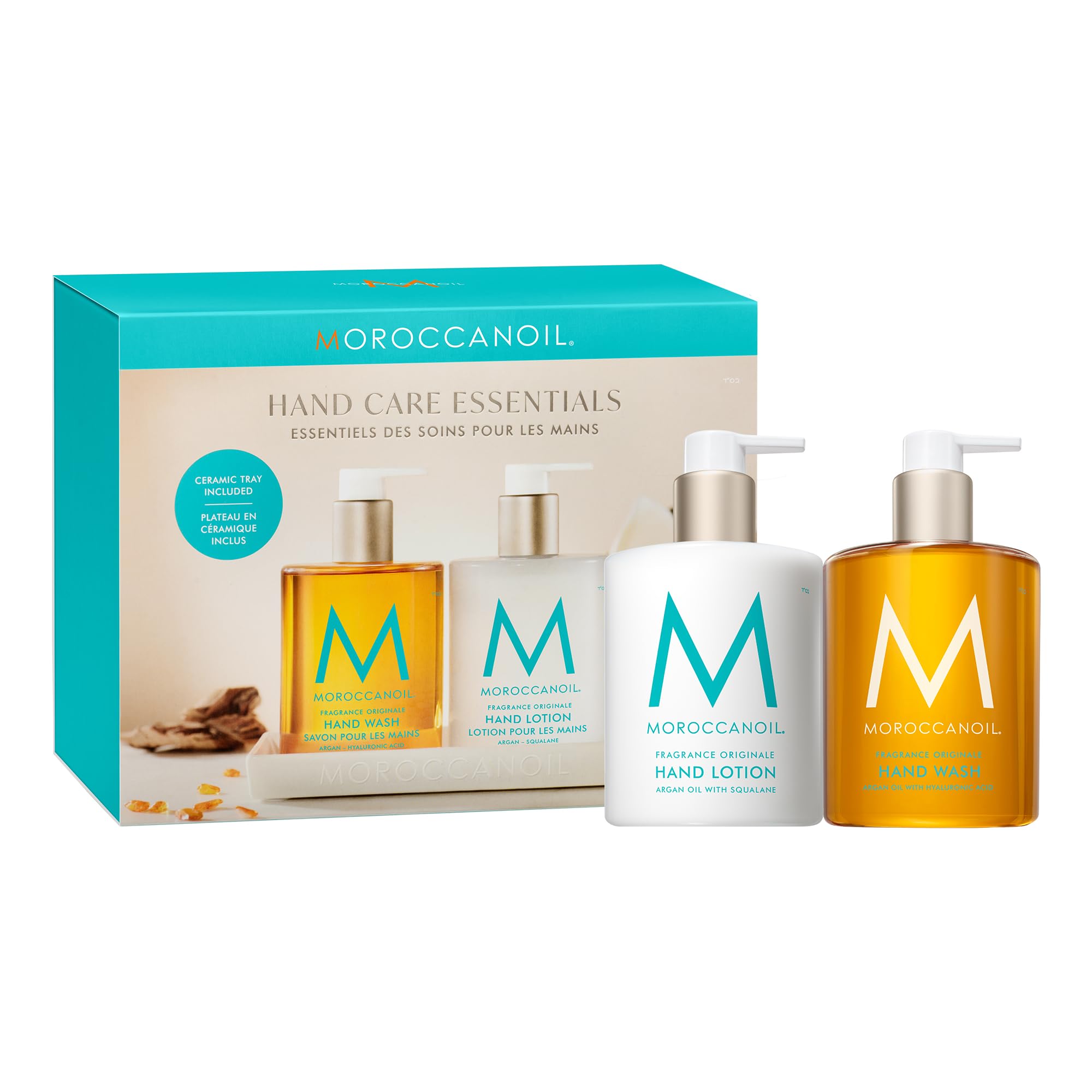 Moroccanoil Hand Care Essentials Set with Hand Wash, Lotion and Ceramic Tray