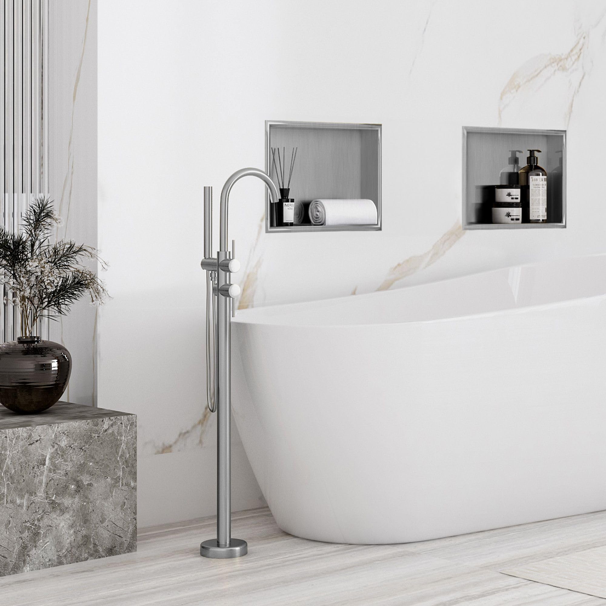 Mensola Per Doccia In Acciaio Inox 304 Da Incasso - 30x30 Cm, Nicchia A Muro, Finitura Nichel Spazzolato, Per Bagno - 3