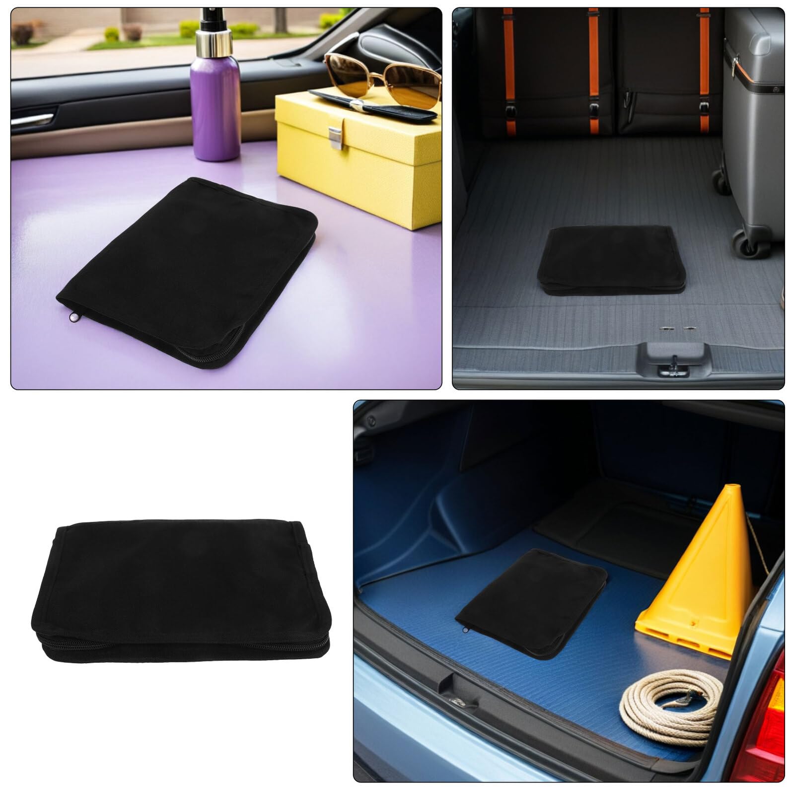 Bolsa para Documentos de Coche Organizador Portátil de Almacenamiento Multicapa Tela Oxford Negra 3 Unidades para Manual Papeles y Tarjetas de Vehículo Uso Interior