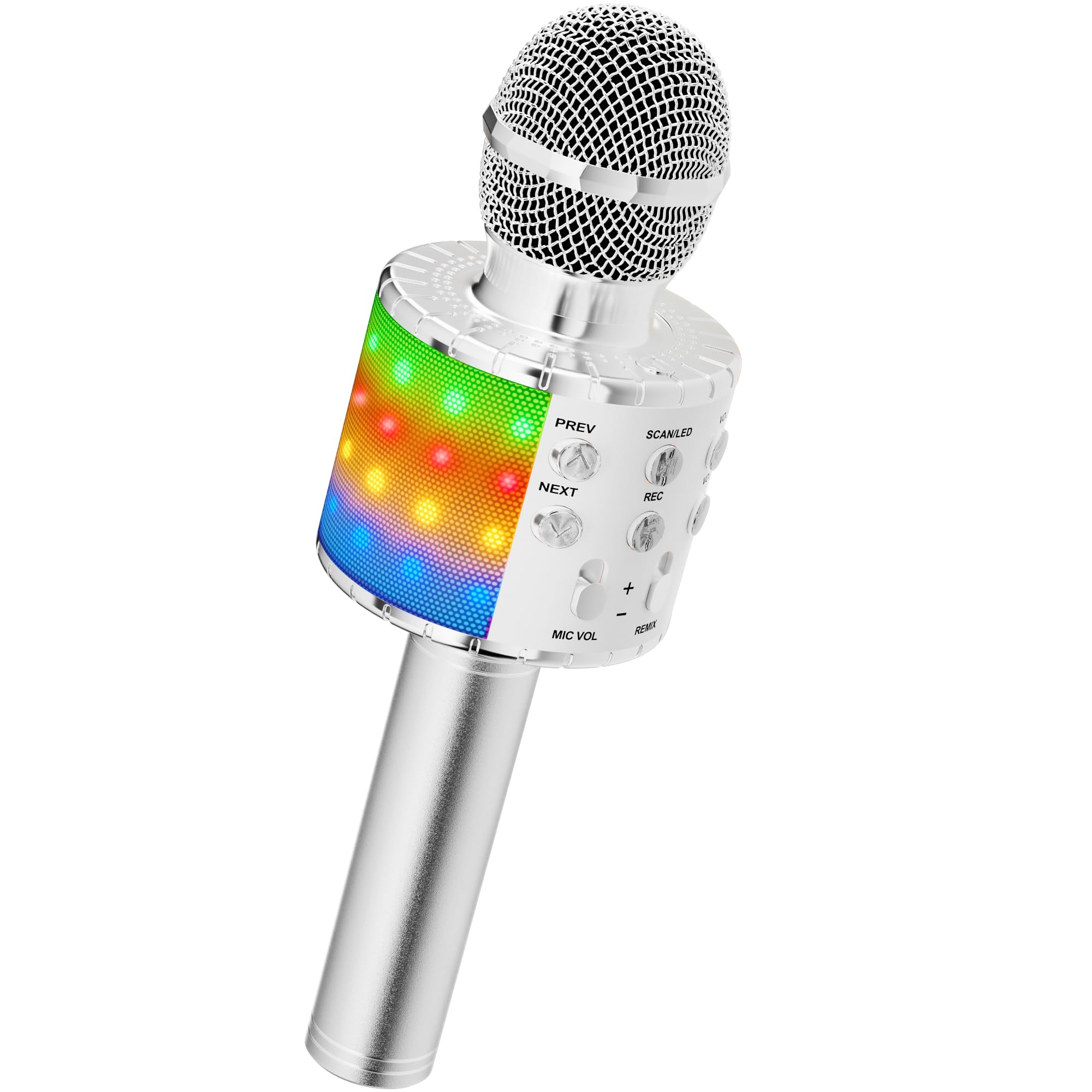 Micro Karaoké Sans Fil Pour Enfants - 2 Micros, Lumières, Bluetooth, Cadeau Fille Garçon 3-12 Ans - 7
