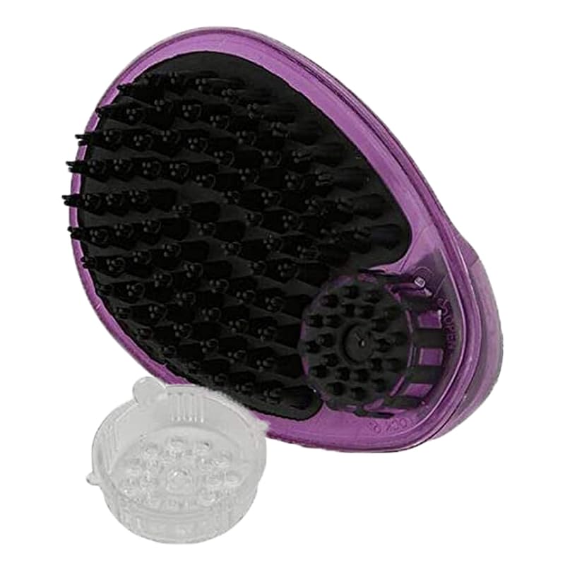 Escova para banho de cães e gatos com dispensador de shampoo POODLIE, cerdas de borracha, Purple