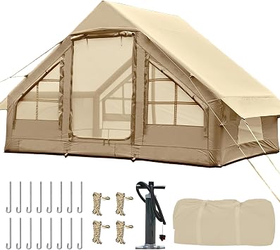 Inflatable Tents for Camping,Easy Blow Up Tent with Hand Pump,4 Seasons Waterproof Air Inflatable Camping Tent House for Family Weekend Camping