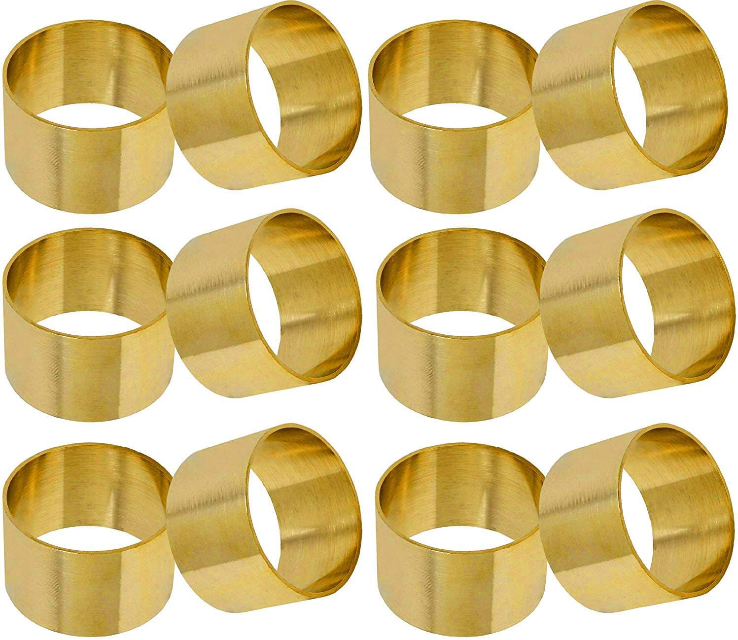 SKAVIJ Handmade Twisted Pipe Napkin Rings Holders Decor Dinner Party Wedding Thanksgiving Christmas Gathering (Gold 12pcs)