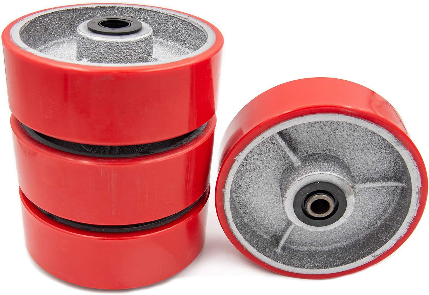 6" X 2" Heavy Duty Polyurethane Wheel on Steel Hub with Roller Bearings (4) & Free 1/2" Bushing 1200 Lbs Each