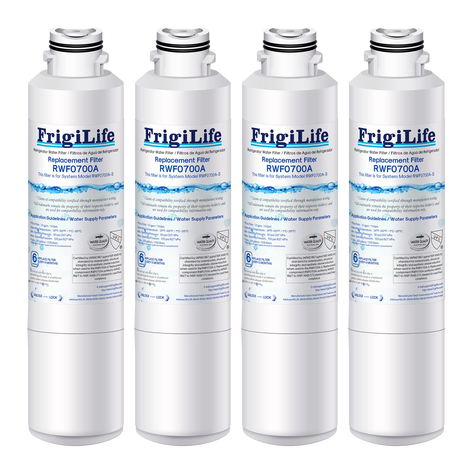 DA29-00020B Refrigerator Water Filter Replacement for Samsung DA29-00020A/B, DA29-00020B-1, RF28HMEDBSR, RF263BEAESR, HDX FMS-2, HAF-CIN/EXP, RF4287HARS, DA97-08006A 469101 RWF0700A, 4PACK