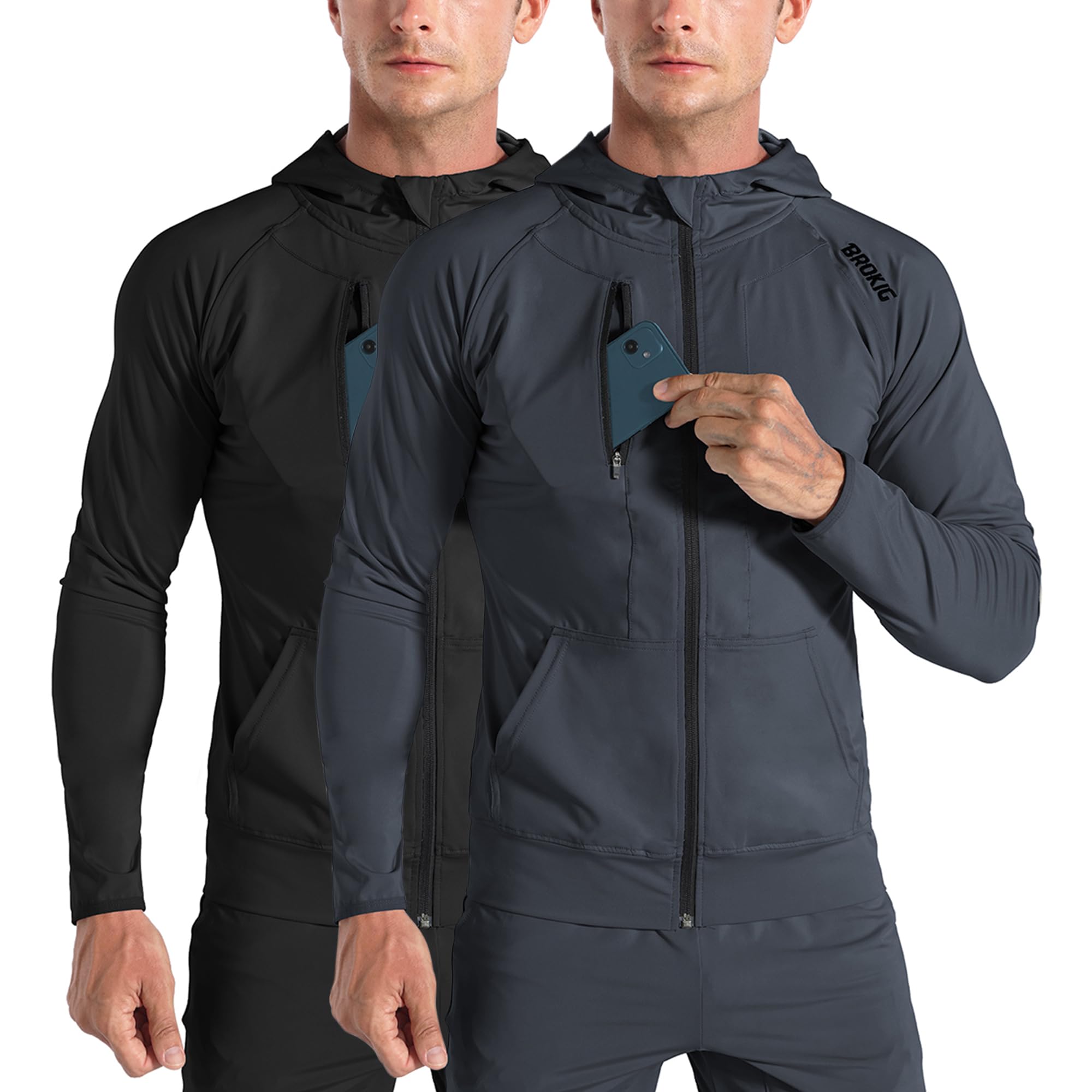 BROKIG Mens WindBreak Lightweight Running Jacket