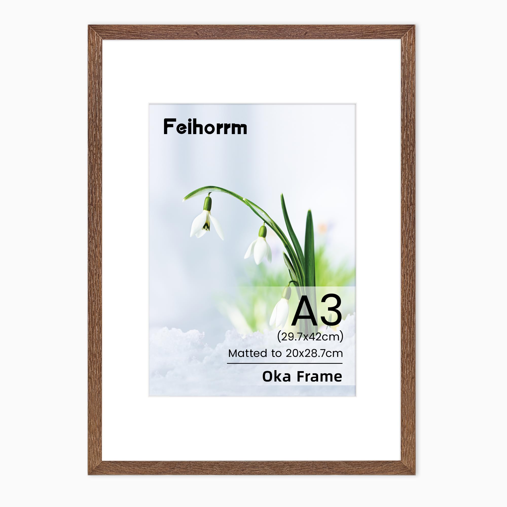 A3 Picture Frame, Solid Oak Wood A3(30x42 cm Photo Frame, A3 Frame with Mount for A4(21x29.7 cm)
