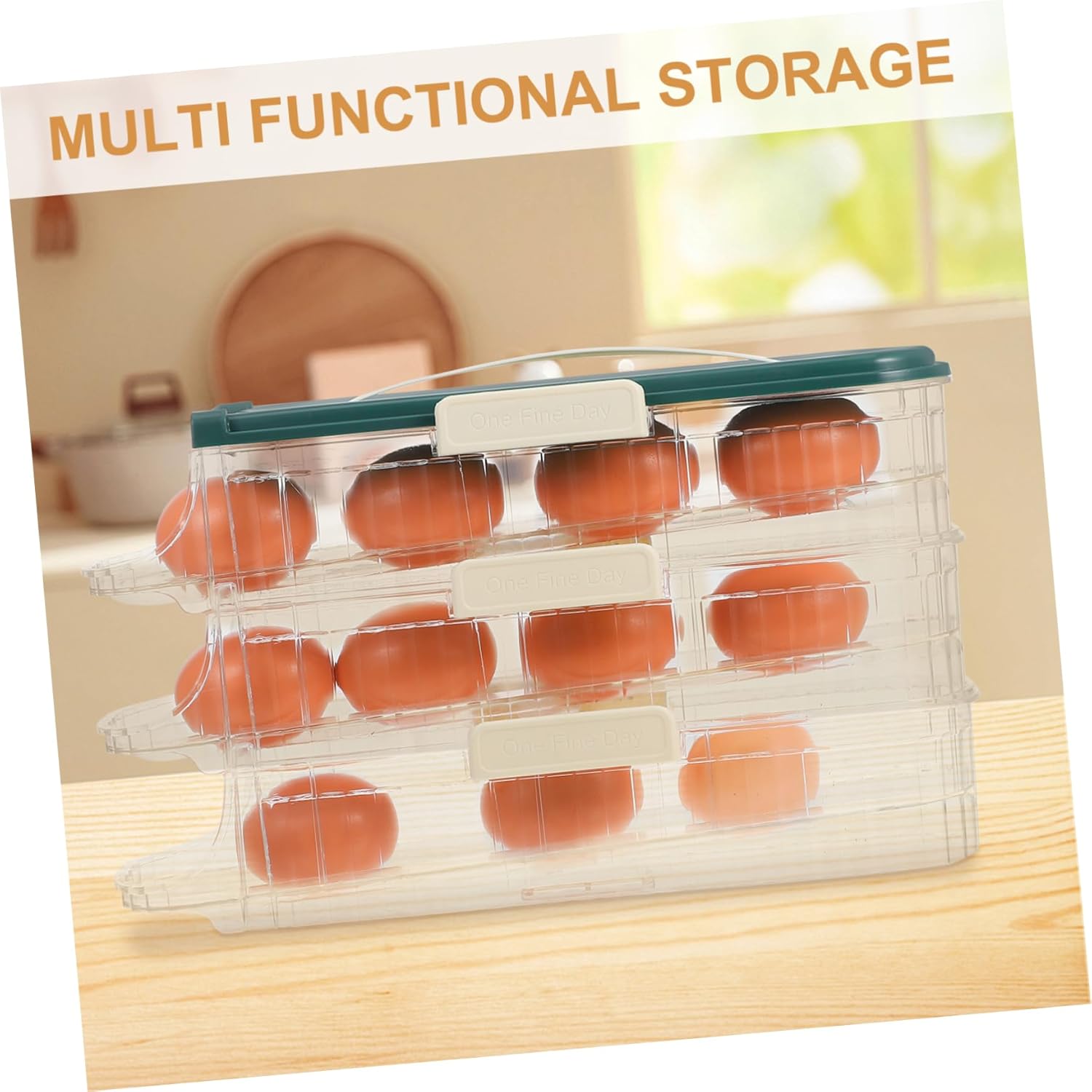 GLEAVI Three Layer Auto Rolling Egg Rack for Refrigerator Egg Holder Side Door Sealing Organizes and Kitchen Items