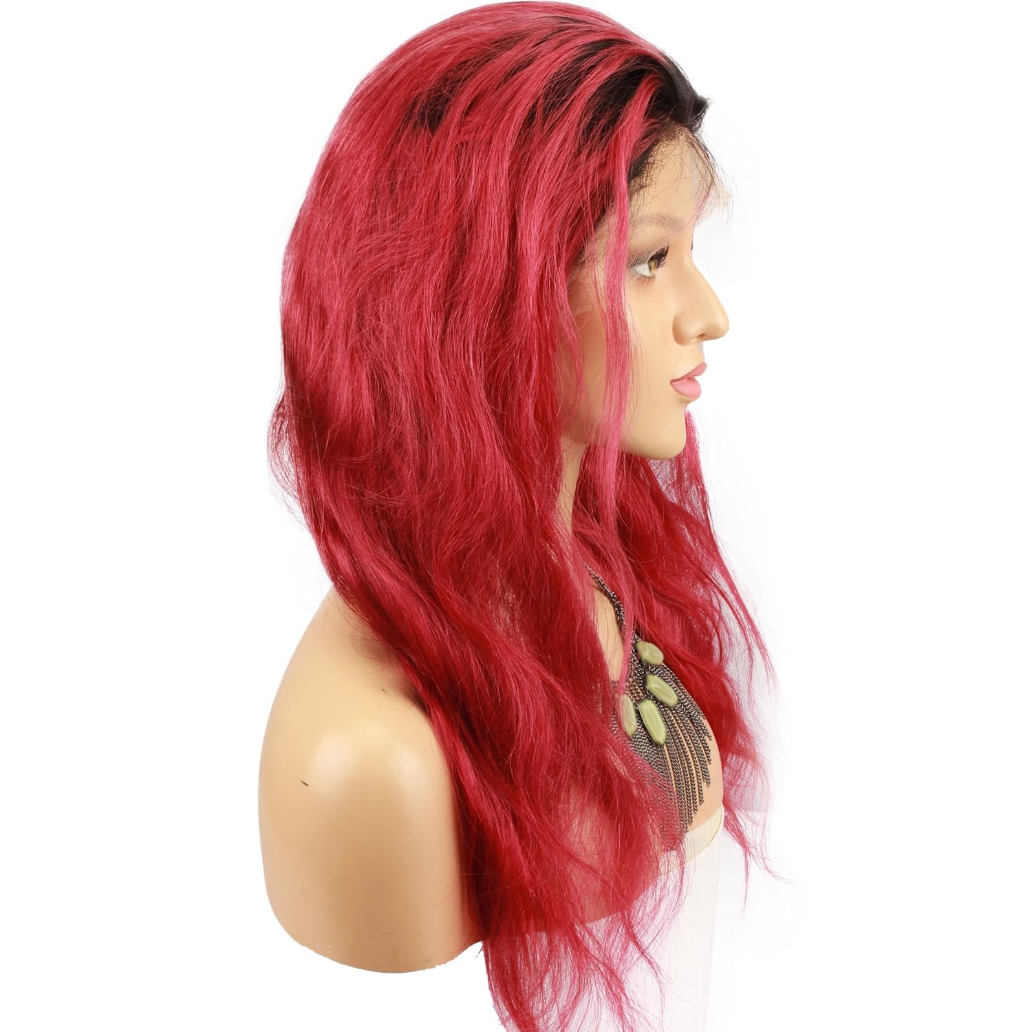 10A Brazilian Virgin Human Hair Pre Plucked Glueless Wig Dark Roots Ombre Red Full Lace Wigs with Baby Hair Natural Wave 130% Density for Black Women