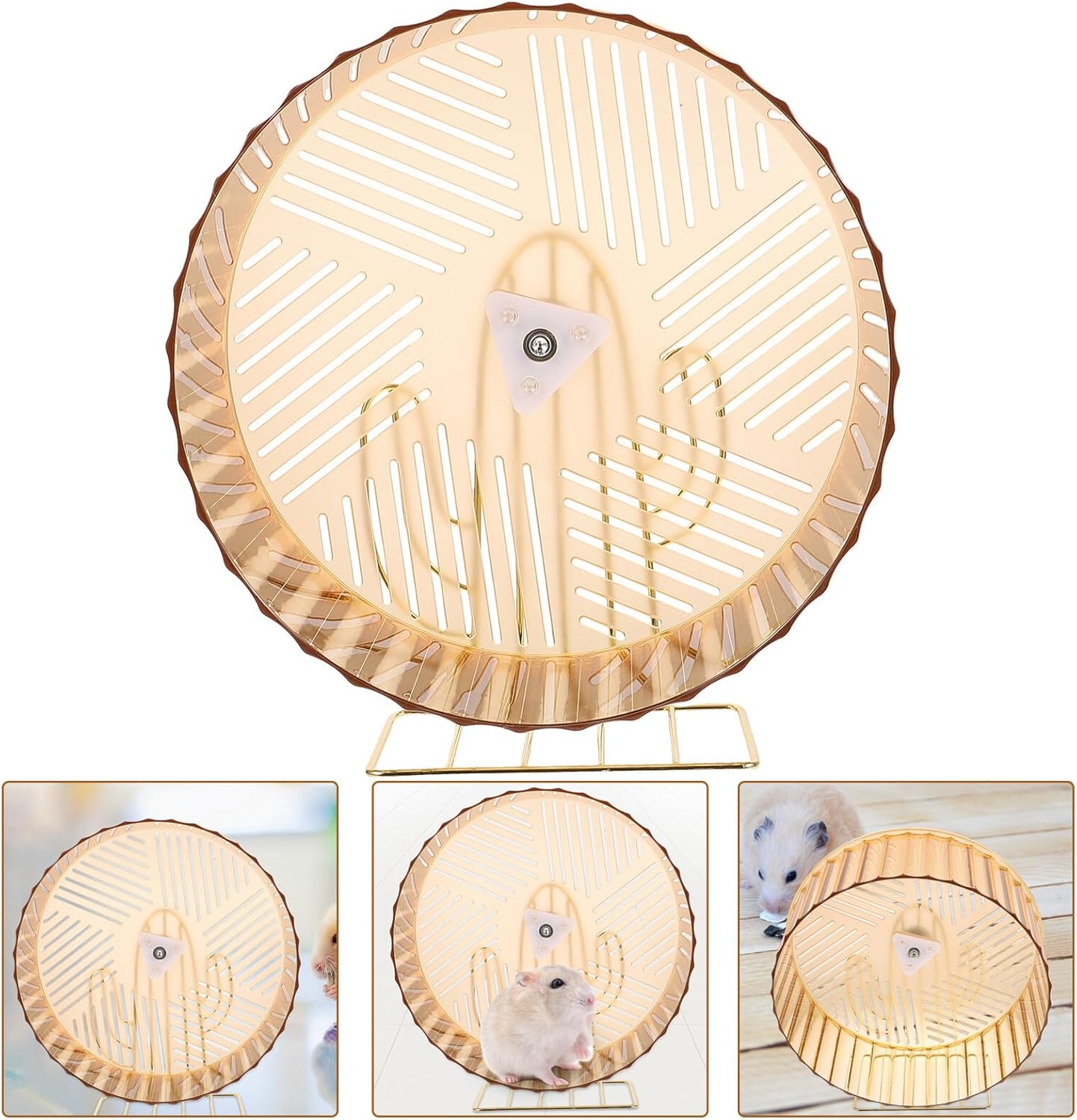 Silent Stable Hamster Wheel with Stand for Small Pets Rodent Exercise Wheel for Chinchillas Rats Gerbils and Hedgehogs Compact Design for Cage Use Stress Relief for Random Color