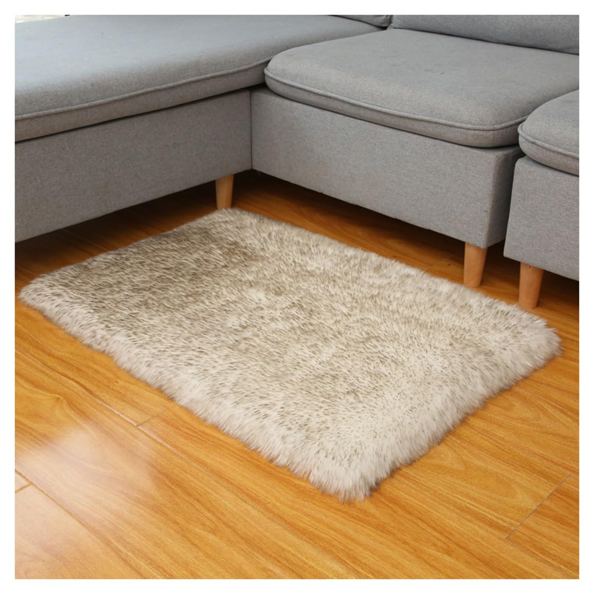 Tapis de salon en fausse fourrure blanche et café doux et moelleux pour chambre d'enfant