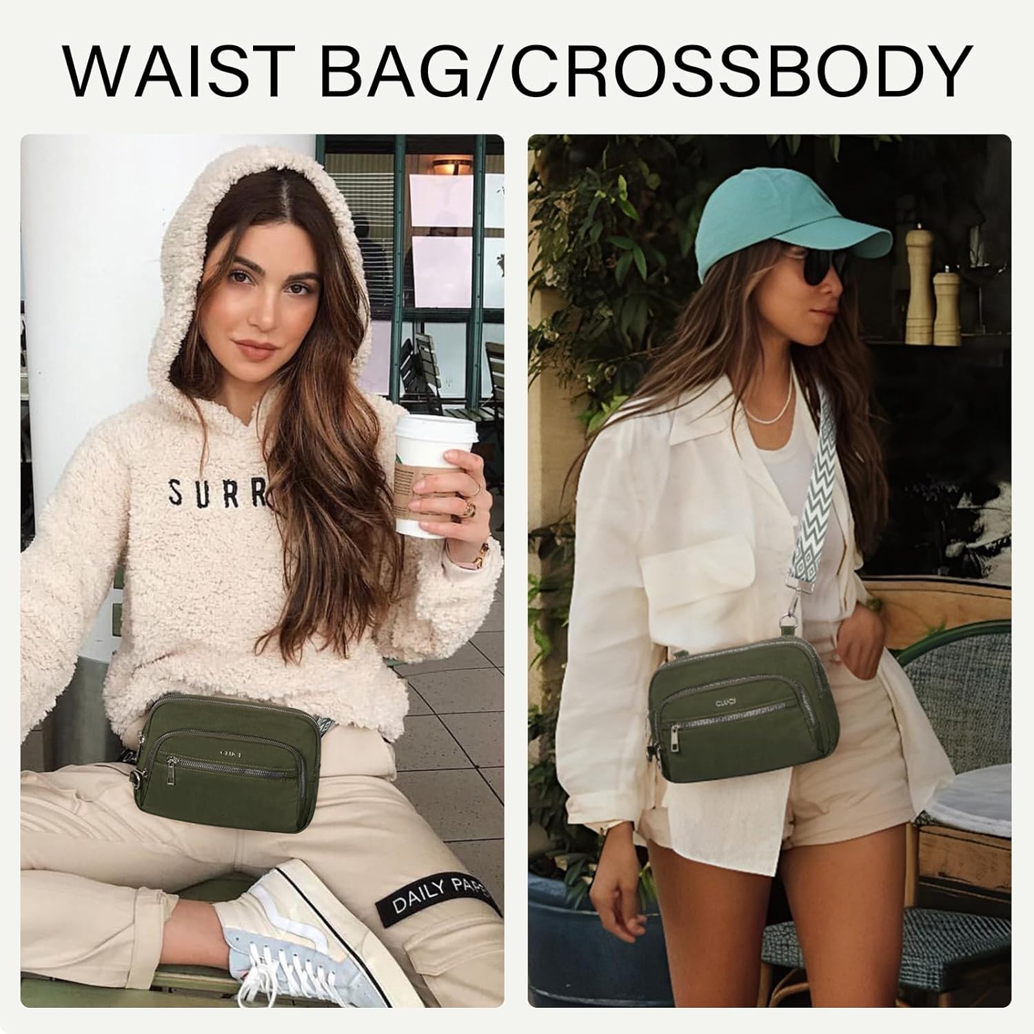 CLUCI Crossbody Bags for Women Travel,Anti Theft Crossbody Bag,Nylon Crossbody Purse,Lightweight Convertible Belt Bag RFID - Image 2