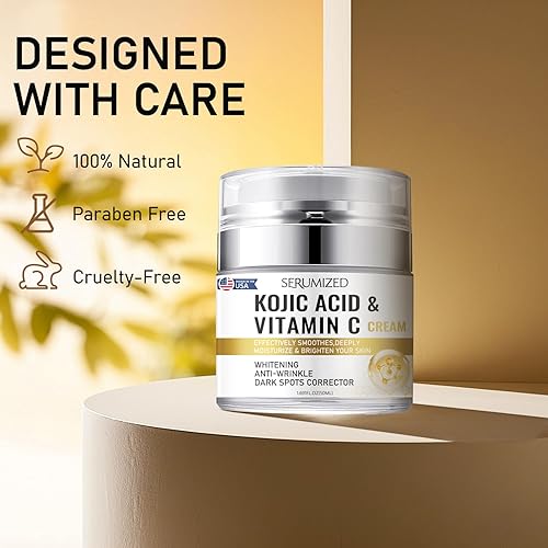 Miniatura 9 de Crema de ácido kójico y vitamina C, 1.69 onzas líquidas, blanqueadora, antiarrugas, corrector de manchas oscuras
